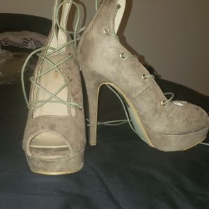 Brown Lace Up Heels